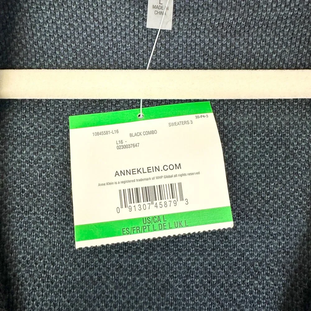 Anne Klein Tartan Plaid Sweater Blazer Cardigan Size Large NWT Open Front